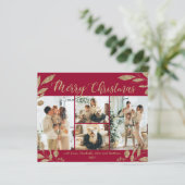 Budget Elegante Gold Burgundy Foto Weihnachtskarte (Stehend Vorderseite)