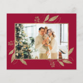 Budget Elegante Gold Burgundy Foto Weihnachtskarte (Rückseite)