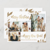 Budget Elegante Gold Foliage Foto Weihnachtskarte (Vorne/Hinten)