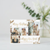 Budget Elegante Gold Foliage Foto Weihnachtskarte (Stehend Vorderseite)