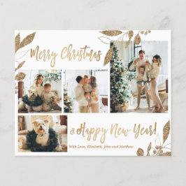 Budget Elegante Gold Foliage Foto Weihnachtskarte