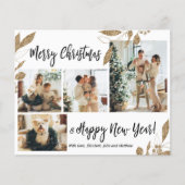 Budget Elegante Gold Foliage Foto Weihnachtskarte (Vorderseite)