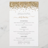 Budget Elegante Gold Glitzer Hochzeitsmenü (Vorderseite)