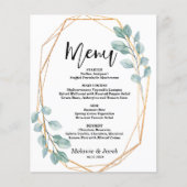 Budget Elegante Gold Green Flat Menu Karte (Vorderseite)