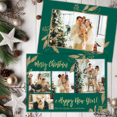 Budget Elegante Gold Leafy Foto Weihnachtskarte