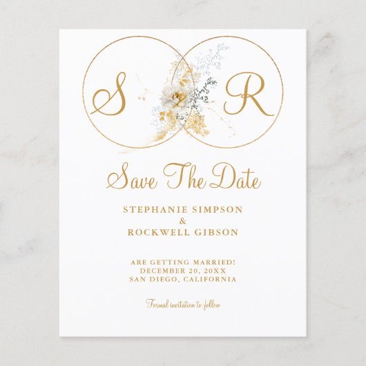 Budget Elegante Gold Monogram Wedding Flyer (Vorne)