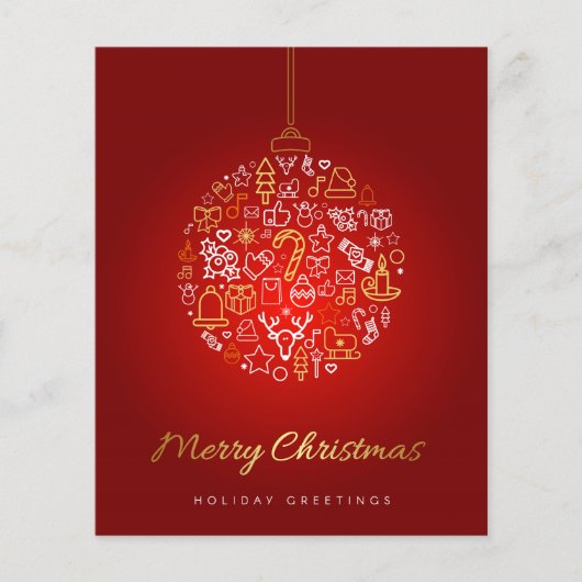 Budget Elegante Gold & Red Merry Weihnachtskarte (Vorderseite)