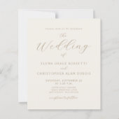 Budget Elegante Gold Script Elfenbeinhochzeit Einl (Vorderseite)