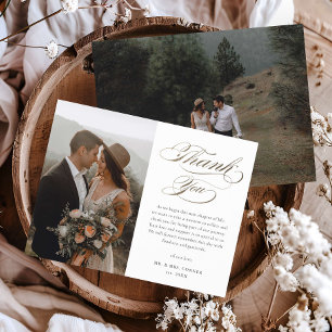 Budget Elegante Gold Script Hochzeit Danke Karte