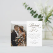 Budget Elegante Gold Script Hochzeit Danke Karte (Stehend Vorderseite)