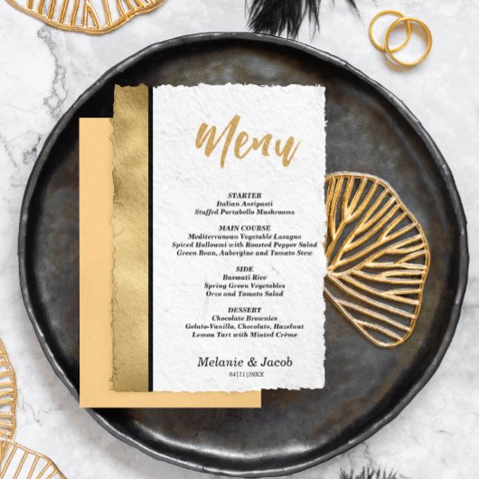Budget Elegante Gold Scripture Flat Menu Card