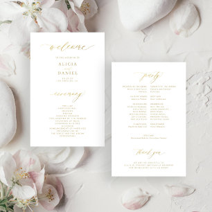 Budget-elegante Gold-Typografie-Hochzeitsprogramm