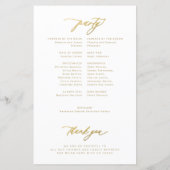 Budget-elegante Gold-Typografie-Hochzeitsprogramm (Rückseite)