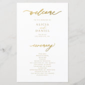 Budget-elegante Gold-Typografie-Hochzeitsprogramm (Vorderseite)