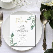 Budget Elegante Green Foliage Flat Menu Card