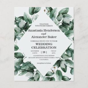 Budget Elegante grüne Hochzeit Einladung. flyer