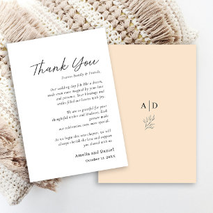 Budget elegante Hochzeit danke Karten