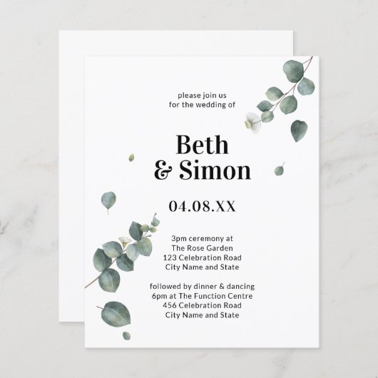 Budget Elegante Hochzeit mit Grün und Weiß (Vorne/Hinten)