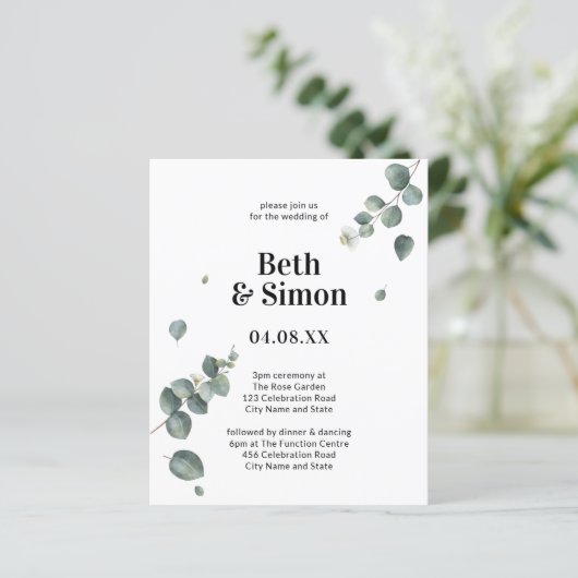 Budget Elegante Hochzeit mit Grün und Weiß (Stehend Vorderseite)