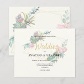 BUDGET elegante Hochzeitseinladung. Einladung (Vorne/Hinten)