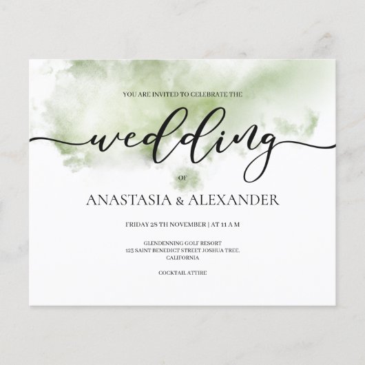 BUDGET/Elegante Hochzeitseinladung. Einladung Flyer (Vorne)