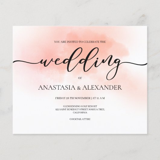 BUDGET/Elegante Hochzeitseinladung. Einladung Flyer (Vorne)