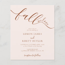 Budget Elegante Kalligraphie fällt in Liebe Hochze Flyer