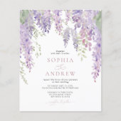 Budget Elegante Lila Wisteria Wedding Einladung (Vorderseite)