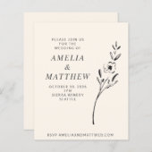 Budget Elegante Minimal Blumencreme Einladung (Vorne/Hinten)