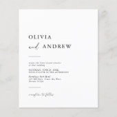 Budget Elegante Minimalistische Hochzeitseinladung (Vorderseite)