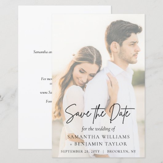 Budget Elegante moderne SkriptWedding Save the Dat (Vorne/Hinten)