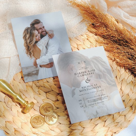 Budget Elegante Monogram Calligrafy Foto Wedding