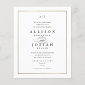 Budget Elegante Monogram Gold Hochzeit Einladung (Vorderseite)