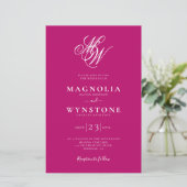 Budget Elegante Monogram QR Code Einladung Hochzei (Stehend Vorderseite)