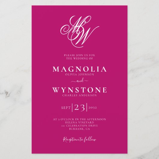 Budget Elegante Monogram QR Code Einladung Hochzei (Vorderseite)