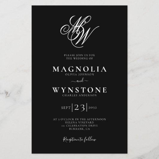 Budget Elegante Monogram QR Code Einladung Hochzei (Vorderseite)