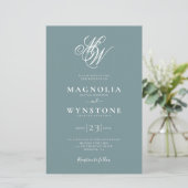 Budget Elegante Monogram QR Code Einladung Hochzei (Stehend Vorderseite)