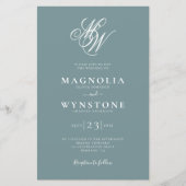 Budget Elegante Monogram QR Code Einladung Hochzei (Vorderseite)