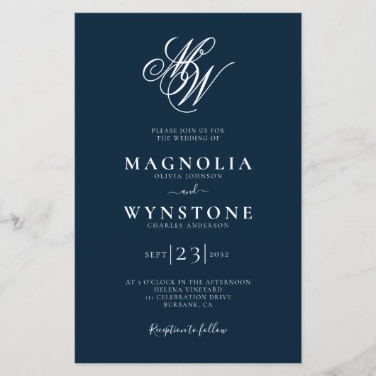 Budget Elegante Monogram QR Code Einladung Hochzei (Vorderseite)