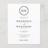 Budget Elegante Monogram Wedding Einladung (Vorderseite)