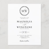 Budget Elegante Monogram Wedding Einladung (Vorderseite)