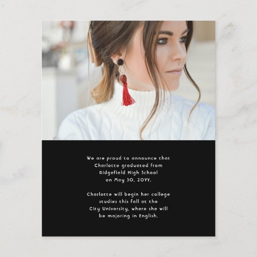 Budget Elegante Multi-Foto Abschluss Ankündigung (Rückseite)