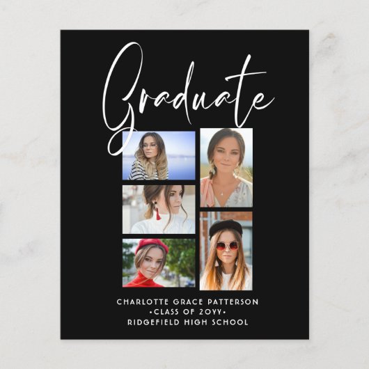 Budget Elegante Multi-Foto Abschluss Ankündigung (Vorderseite)