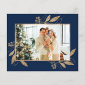 Budget Elegante Navy Blue Gold Foto Weihnachtskart (Rückseite)