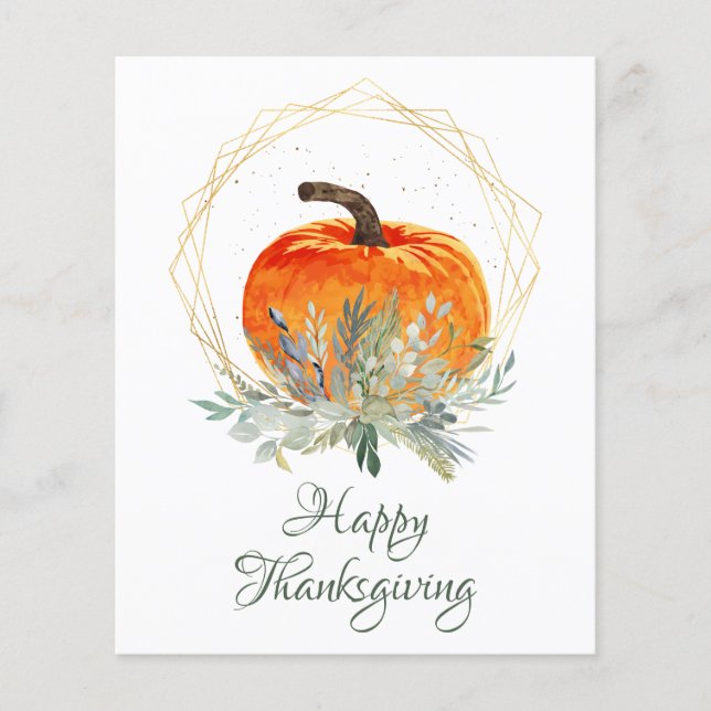 Budget Elegante Pumpkin Erntedank Card (Vorderseite)