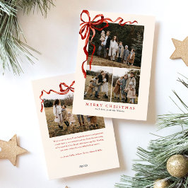 Budget Elegante Red Bow Christmas Vier Foto Feiertagskarte