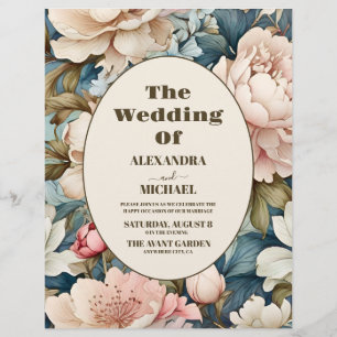 Budget Elegante rosa Blumenhochzeit Flyer