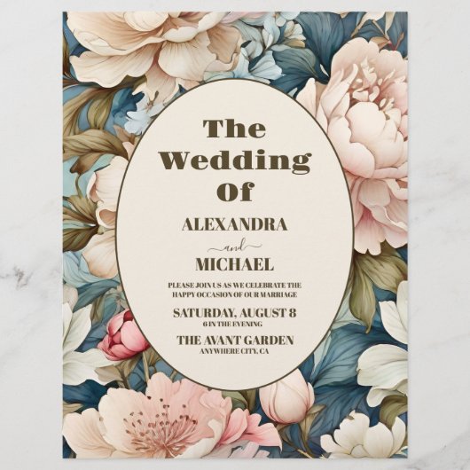 Budget Elegante rosa Blumenhochzeit Flyer (Vorne)