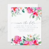 Budget Elegante rosa Blumenschrift Save the Date (Vorne/Hinten)