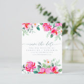 Budget Elegante rosa Blumenschrift Save the Date (Stehend Vorderseite)